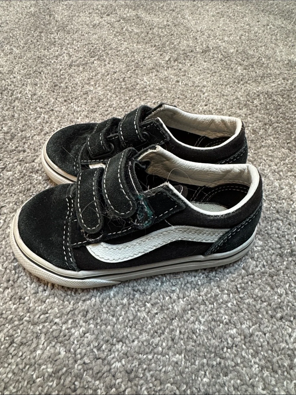 Vans Kids Black and White Velcro Skate Sneakers